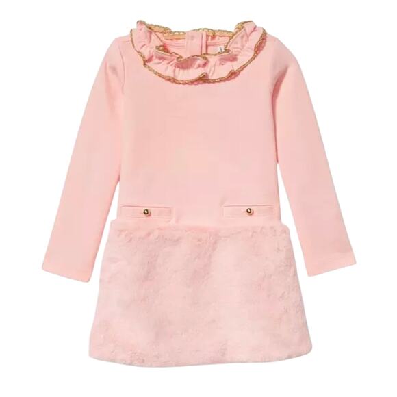 Janie and Jack Other - Janie and Jack Girls Pink Faux Fur Ponte Dress - Size 8 - Cozy & Chic